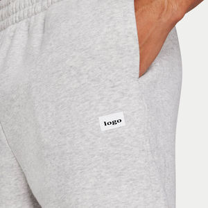 Shorts Bermuda en coton uni pour homme, taille mi-haute, cordon élastique, décontracté, avec poches, logo sur le devant - Product Image 2
