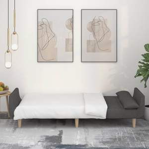 Canapé-lit en tissu gris foncé 100% polyester, bois, mousse, plastique - Product Image 3