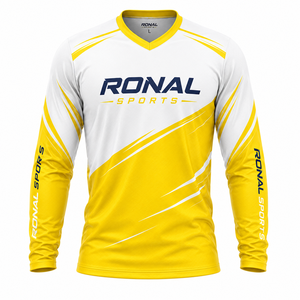 Maillot de motocross RONAL SPORTS à manches longues jaune et blanc, sublimation, séchage rapide, unisexe, adulte, vêtements de course moto, maillot de motocross à séchage rapide - Product Image 1