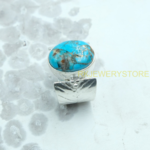 Natural Copper Turquoise Gemstone <b>Ring</b> Handmade 925 Sterling <b>Silver</b> <b>Statement</b> <b>Ring</b> Boho <b>Ring</b> Artisan Jewelry Women Men Gift Her - Product Image 6
