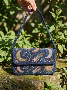 Mini sac à fleurs pastel perlé avec bandoulière, style bohème, fermeture à rabat pour l'été - Product Image 3