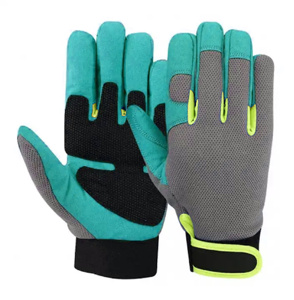 ถุงมือช่างหนังสังเคราะห์เสริมแรงคุณภาพพรีเมียม ป้องกันแรงสั่นสะเทือน ป้องกันมือและแขน สำหรับงานอุตสาหกรรม - Product Image 4