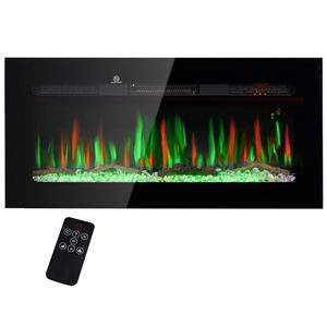 Caminetto Lineare in Vetro da Incasso e a Parete con Telecomando, Fiamma Regolabile in Colore e Luminosità - Product Image 1