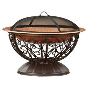 Foyer rond en cuivre avec base en métal robuste offrant chaleur et ambiance pour les rassemblements de patio ou de jardin - Product Image 5