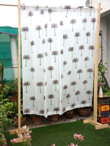 Rideau Bohème en Coton Imprimé à la Main Motif Palmier, Draperie de Fenêtre Traditionnelle Indienne, Panneau de Rideau Fait Main, Textile de Maison - Product Image 6