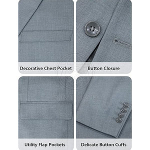 Traje elegante para hombre de negocios, tela de alta calidad, chaqueta y pantalones de corte ajustado para un look profesional. - Product Image 4