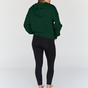 Wholesale Women Cropped Hoodie Custom Fleece Pullover Long Sleeve Casual Gym Streetwear Sweatshirt Private Label OEM Clothing - Product Image 2