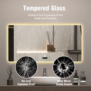 Specchio da Bagno LED Senza Cornice 48x32 Pollici, Retroilluminato, Dimmerabile a Tre Colori, Antiappannamento e Impermeabile, con Sensore Intelligente - Product Image 6