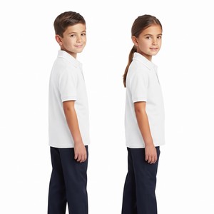 Custom Personalized <b>White</b> <b>Polo</b> Shirt For Kids Short Sleeve Turn Down Collar Regular Fit Cotton Polyester Leisure <b>Top</b> - Product Image 6