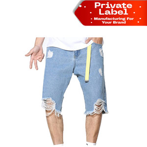 Shorts de Mezclilla para Hombre, Estilo Utilitario, Lavado Claro, Corte Holgado, Bolsillos Delanteros, Estilo Boyfriend, Color Azul Claro - Product Image 1