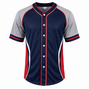 Camiseta Clásica de Béisbol con Botones, Malla Estampada, Suave, Cómoda, Transpirable, Cuello en V, Manga Corta, Nombre del Equipo Personalizado, Ropa Deportiva - Product Image 1