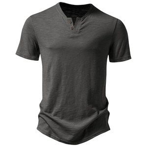 Camiseta Henley Casual para Hombre, Manga Corta, 100% Algodón, Logotipo Personalizado, Fabricación OEM, MOQ Bajo, Precio Competitivo, Envío Global - Product Image 5