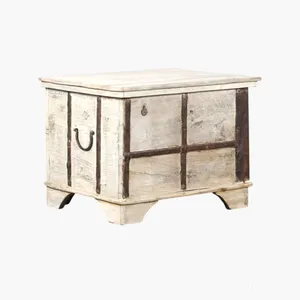 Vintage Heritage Reclaimed Wood <b>Storage</b> Trunk <b>Chest</b> Box Coffee Table with Metal Fittings for Farmhouse Bedroom Living Room - Product Image 1