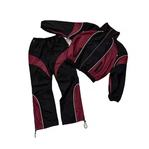 Custom Vintage Paneled Windbreaker Set Oversized Streetwear Tracksuit Lightweight Retro Sportswear Premium Quality Nylon Sets - Product Image 1