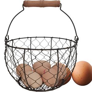 Customized Modern Rectangle Multifunction Iron Wire <b>Food</b> Storage <b>Basket</b> Wooden Bottom Eco-Friendly Handle Kitchen Countertop - Product Image 3