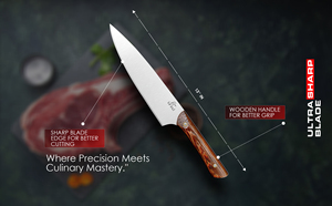 Couteau de chef moderne en acier inoxydable, outil de cuisine équilibré pour les chefs professionnels, les cuisiniers amateurs et la préparation alimentaire commerciale - Product Image 2