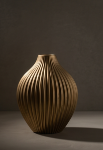 Jarrón Decorativo de Metal Dorado de Lujo, Moderno, con Textura Acanalada, para Flores, para Hogar, Oficina, Vestíbulo, Diseño de Interiores - Product Image 3