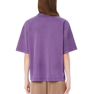 เสื้อยืดโอเวอร์ไซส์คุณภาพสูง ระบายอากาศได้ดี ล้างสีแบบแอซิดวอช สำหรับผู้หญิง คอกลม แขนสั้น ล้างสีแบบสโตนวอช สำหรับฤดูร้อน เหมาะสำหรับการพิมพ์ลายดิจิทัล - Product Image 4