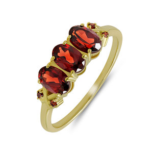 Gourik Brilliant Cut Natural <b>Garnet</b> Red Diamond Gold Plated 925 <b>Silver</b> Multi Stone <b>Ring</b> Engagement Anniversary Gift Women's Fine - Product Image 1