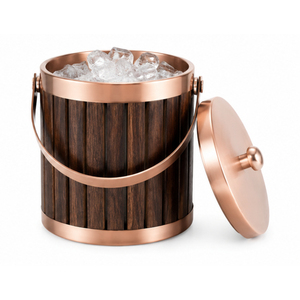 Seau à glace de luxe en bois avec garniture en acier inoxydable et poignées annulaires, fût isotherme à double paroi, refroidisseur à vin, meilleur prix - Product Image 2