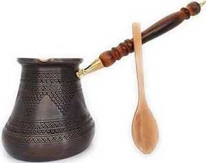 Authentic Turkish Coffee Pot Copper Brass Handmade Ottoman Style <b>Small</b> Coffee Kettle Traditional Home Coffee Brewer - Product Image 3