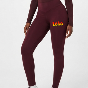 Custom Logo High Waist Elastic Waist Breathable Fitness Elastic Waist <b>Leggings</b> Solid <b>Pattern</b> Yoga Workout Pants for Running - Product Image 4