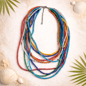 Collier ras du cou artisanal arc-en-ciel avec petites perles, chaîne dorée réglable, pour femme, style bohème, idéal pour l'été et les vacances à la plage - Product Image 6