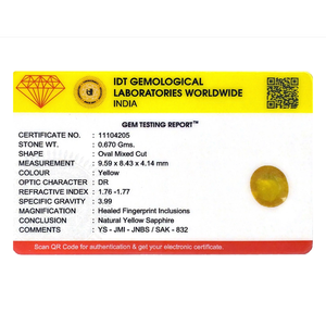 Loose 3.35 Carat Oval Cut Yellow Sapphire Gemstone for Fine Jewelry - Product Image 4