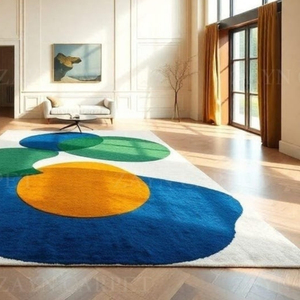 Modern Color Block Circle Rug Hand Tufted Woolen Multicolour Block Indoor Outdoor Rug Home Decor Best Price - Product Image 3