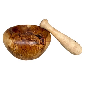 Mortero de madera natural y Maja, trituradora de especias y pimienta, molinillo de hierbas, mortero y Maja de madera de ajo para utensilios de cocina para hierbas y especias - Product Image 2