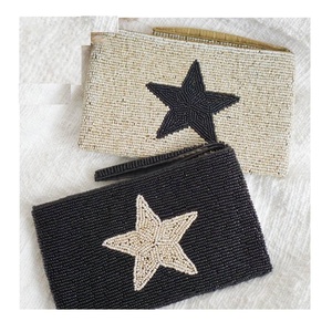 Pochette à monnaie bleue perlée avec étoile blanche, fermeture éclair, pour collection de pièces de monnaie, étui à cartes et trousse de maquillage pour filles et femmes, accessoire - Product Image 2