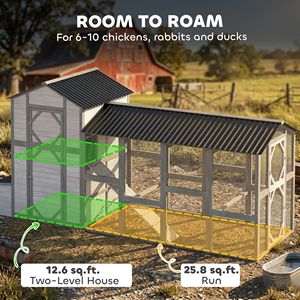 Grande Pollaio in Legno per 8 Galline 3m x 4,2m con Rete Anti-Predatore e Nastro per la Rimozione del Letame - Product Image 3