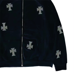 Ensemble de survêtement pour homme avec strass, sweat à capuche et pantalon de jogging en molleton de coton de haute qualité, style moderne et confortable, streetwear tendance - Product Image 5