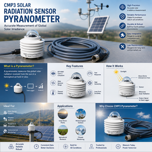 Capteur de rayonnement solaire CMP3 Pyranomètre |   Instrument de mesure de l'irradiation solaire globale de précision, haute précision, mesure de la rayonnement solaire - Product Image 5