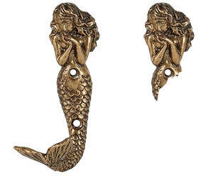 Gold Mermaid Shape Metal Wall <b>Coat</b> Hooks <b>Beach</b> Decoration Wall Mounted Hanging Rack for Keys Towel Clothes - Product Image 1