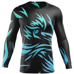 Rashguard à manches longues pour homme, imprimé points rouges, séchage rapide, polyester, qualité supérieure, pour le surf ou la gym - Product Image 3