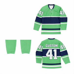 Custom Sublimated Ice Hockey custom Team name number Uniform jersey Breathable Mesh lightweight Sportswear v neck full sleeve - Product Image 1