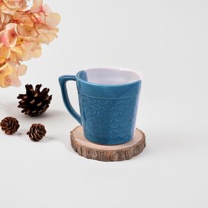 Cozy Blue-White Pearl Fish Scaled <b>Tea</b> <b>Cup</b> Set of 6 Durable BPA Certified Espresso Drinkware with <b>Saucers</b> - Product Image 3