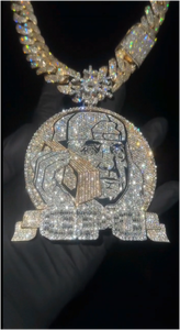 Colgante de Moissanita Personalizado con Incrustaciones de Diamantes, Plata de Ley 925, Corte Brillante Redondo, Estilo Hip Hop, Unisex, para Fiestas - Product Image 2