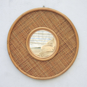 Espejo de Pared Boho de Lujo, Fabricado en Vietnam, Decoración Moderna para el Hogar, Colgante, Ecológico, Redondo, de Ratán y Vidrio, Color Beige - Product Image 5