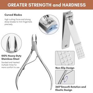 Kit de manucure en acier inoxydable de haute qualité 7 en 1 avec étui, outils de manucure portables et durables pour adultes, style classique - Product Image 5