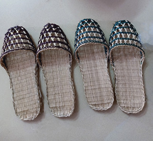New Soft-Soled Cotton Linen Seagrass <b>Slipper</b> for Indoor and Outdoor in <b>Summer</b> - Blue Lotus From Vietnam - Product Image 3