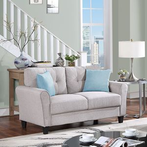 Moderno luce grigio di lino imbottito 1 + 2 posti divano Set per casa ufficio vecchio Sku SG000365AAA un elegante soggiorno mobili - Product Image 3