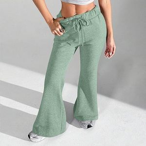 Pantalon de yoga évasé taille basse personnalisé pour femme, avec poches, élastique, respirant, imperméable, coupe-vent, séchage rapide - Product Image 3