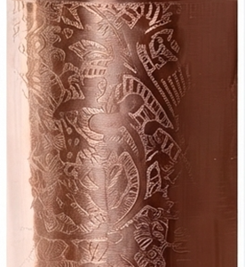 Artisanal <b>Copper</b> Water Bottle With Embossed Design <b>Screw</b>-On Lid Reusable For Daily Hydration Gym Yoga Travel And Outdoor Office - Product Image 2