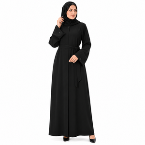 Vestido Maxi Musulmán para Mujer, Abaya de Dubái con Abertura Frontal, Estilo Kimono, Abaya al por Mayor, Ropa Musulmana Árabe, Vestido Abaya Negro - Product Image 1