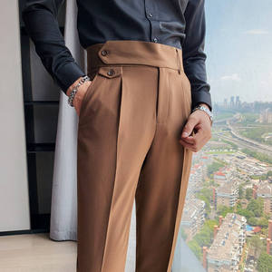 OEM Custom Men's Loose Elegant Straight-Leg Casual Trousers Classic Linen Blend Pleated Wide Leg Formal Suit Pants for Men - Product Image 2