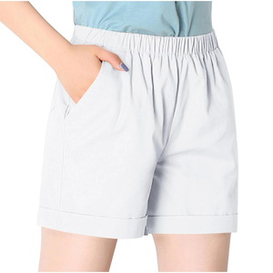 Pantalones cortos de moda para mujer, con cordón ajustable en la cintura, de algodón y forro polar, de color sólido, con bolsillos, pantalones cortos casuales para mujer - Product Image 1