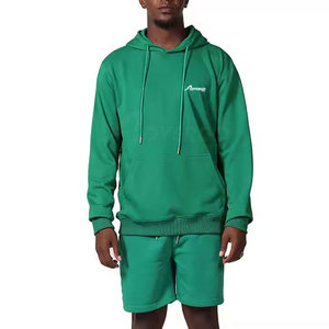 Conjunto de Sudadera con Capucha y Pantalones Cortos Casuales de Invierno para Hombre, Tallas Grandes, Transpirable, 100% Algodón, Logotipo Frontal - Product Image 1