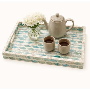 Bandeja de Servir Hecha a Mano con Incrustaciones de Madreperla, Diseño de Peces, Decoración Costera para el Hogar, Bandeja Decorativa de Conchas para Mesa de Centro - Product Image 4